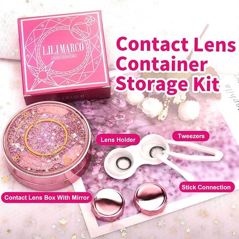ofone Contact Lens Case, Bling Constellations Contact Cases with Tweezers Remover Tool Mirror Solution Bottle Portable Contact Lenses Storage Container Kit for Travel (Blue) in Kuwait