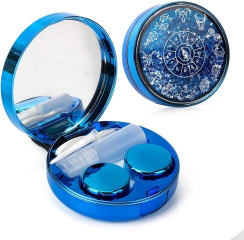 ofone Contact Lens Case, Bling Constellations Contact Cases with Tweezers Remover Tool Mirror Solution Bottle Portable Contact Lenses Storage Container Kit for Travel (Blue) in Kuwait