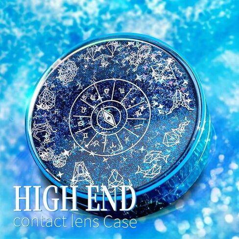 ofone Contact Lens Case, Bling Constellations Contact Cases with Tweezers Remover Tool Mirror Solution Bottle Portable Contact Lenses Storage Container Kit for Travel (Blue) in Kuwait