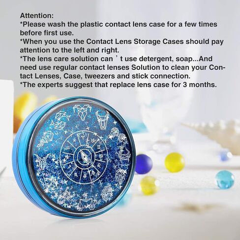 ofone Contact Lens Case, Bling Constellations Contact Cases with Tweezers Remover Tool Mirror Solution Bottle Portable Contact Lenses Storage Container Kit for Travel (Blue) in Kuwait