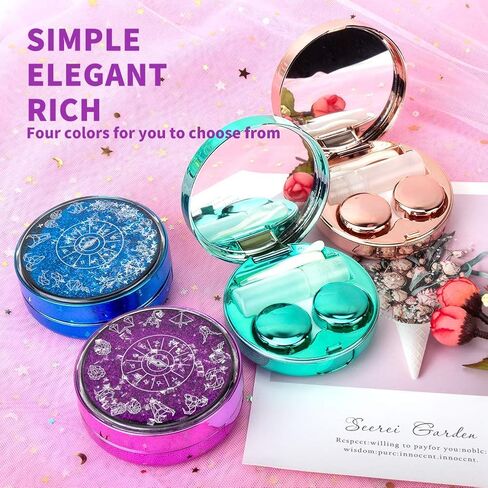 ofone Contact Lens Case, Bling Constellations Contact Cases with Tweezers Remover Tool Mirror Solution Bottle Portable Contact Lenses Storage Container Kit for Travel (Blue) in Kuwait