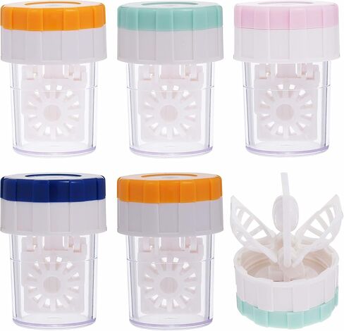 RMISODO 6 Pieces Manually Contact Lens Cleaner Washer Plastic Lens Case Cleaning Container in Kuwait