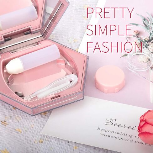 ofone Contact Lens Case, Marble Contact Cases Travel with Remover Tool, Mirror, Tweezers, Contact Solution Bottle, Contact Lens Container Kit for Women & Girls (Gold) in Kuwait