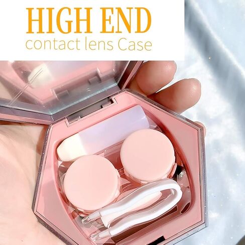 ofone Contact Lens Case, Marble Contact Cases Travel with Remover Tool, Mirror, Tweezers, Contact Solution Bottle, Contact Lens Container Kit for Women & Girls (Gold) in Kuwait
