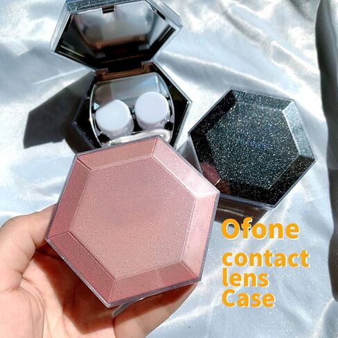 ofone Contact Lens Case, Marble Contact Cases Travel with Remover Tool, Mirror, Tweezers, Contact Solution Bottle, Contact Lens Container Kit for Women & Girls (Gold) in Kuwait