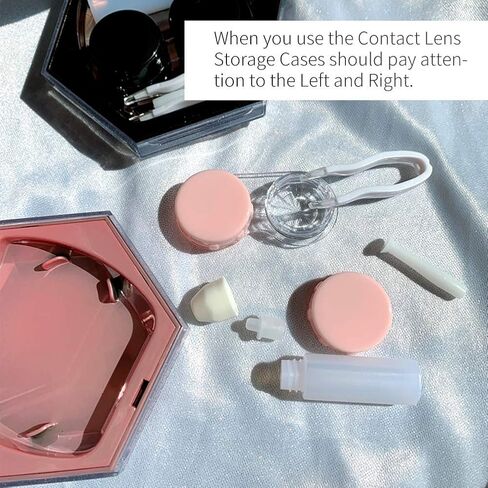 ofone Contact Lens Case, Marble Contact Cases Travel with Remover Tool, Mirror, Tweezers, Contact Solution Bottle, Contact Lens Container Kit for Women & Girls (Gold) in Kuwait