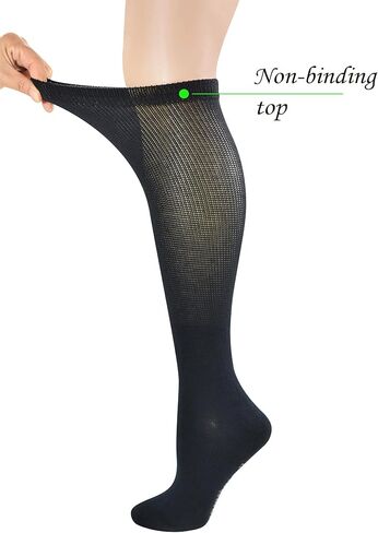 4 أزواج من الجوارب النسائية الضاغطة من Yomandamor فوق الساق بدون خياطة لمرضى السكري in Kuwait