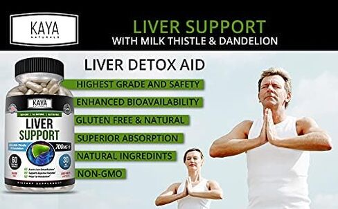 Kaya Naturals Liver Support | Gut Health Supplements for Women and Men | Milk Thistle and Dandelion Root Capsules | Detox Cleanse Liver Supplements with Artichoke Extract and Chicory Root 60 Count in Kuwait