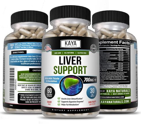 Kaya Naturals Liver Support | Gut Health Supplements for Women and Men | Milk Thistle and Dandelion Root Capsules | Detox Cleanse Liver Supplements with Artichoke Extract and Chicory Root 60 Count in Kuwait
