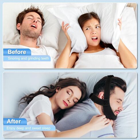 حزام ذقن مضاد للشخير، حزام ذقن قابل للتعديل وجيد التهوية، حجم عالمي فعال لوقف الشخير أثناء النوم والمساعدة على الشخير للنساء والرجال in Kuwait