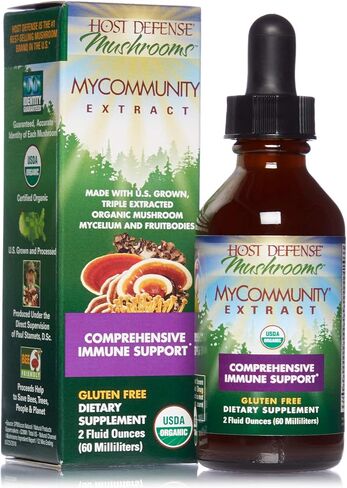 Host Defense, MyCommunity Extract، دعم المناعة المتقدم، مكمل الفطر مع عرف الأسد والريشي، عادي، 2 أونصة سائلة in Saudi Arabia