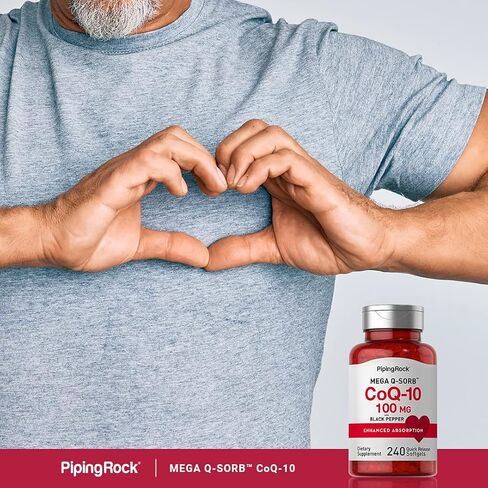 بايبينج روك CoQ10 100 مجم | 240 كبسولة هلامية | ملحق الامتصاص المعزز | غير معدّل وراثيًا، وخالي من الغلوتين in Saudi Arabia