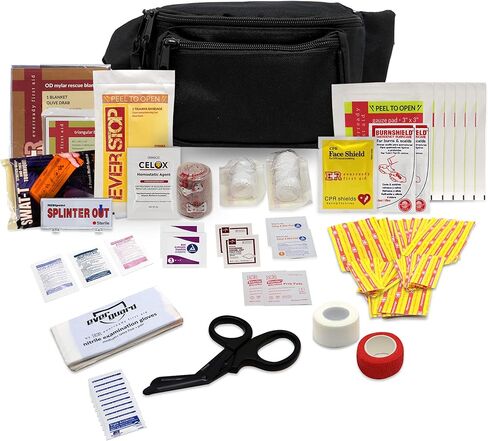 حقيبة الخصر فاني تاك الفاخرة المملوءة من MediTac FannyTac. عاصبة Swat-T، وأدوات التحكم في النزيف، والشاش والضمادات للاستعداد التكتيكي لحالات الطوارئ، والسفر، والجري، والمشي لمسافات طويلة، والإسعافات الأولية in Kuwait