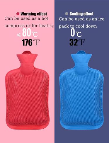 2PC Hot Water Bottle, 1 Liter Hot Water Bag, BPA Free - Durable Hot Water Bottle with Cover, Hot Water Bottles for Pain Relief, Cramps, Warm Compress in Kuwait