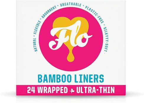FLO - Organic Bamboo Daily Panty Liners, Plant-Based Cotton, Biodegradable, Leak-Busting Protection, Black-and-Woman-Owned, Women, Feminine Hygiene, Compostable, Individually Wrapped, (24 Count) in Kuwait