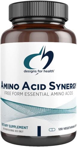 Designs for Health Amino Acid Synergy - Vegetarian Essential Amino Acids Supplement with BCAAs, Alpha-Ketoglutarate, Methionine + B6 (P-5-P) - Support for Athletes + Muscles (120 Capsules) in Saudi Arabia