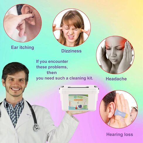 Ear Wax Removal Tool,Safe Ear Wash System,Ear Cleaning Kit for Adults&Kids,Includes Curette Kit,Ear Cleaner,Irrigation Bottle,Wash Basin,Storage Box and 40 Disposable Tips in Kuwait
