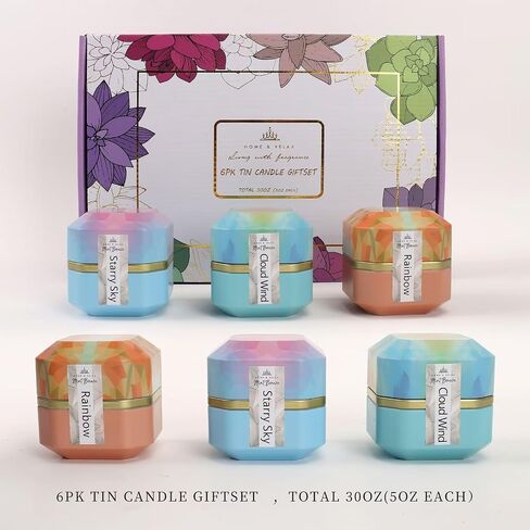 المنزل والاسترخاء 6 حزمة 5oz شمعة معطرة كبيرة، مجموعة شموع الروائح، شمعة الروائح، روائح الزهور القوية، طويلة الأمد، الشموع للمنزل المعطرة، شموع الصويا لهدايا الأم عيد الحب عيد الميلاد in Saudi Arabia