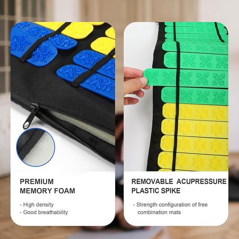 بساط العلاج بالابر، مجموعة وسادة تدليك للظهر والقدمين مع 42 مسامير قابلة للازالة ووسادة دعم الظهر للرقبة والرأس والقدم لتخفيف الام الجسم بالكامل واسترخاء العضلات للنساء والرجال in Kuwait