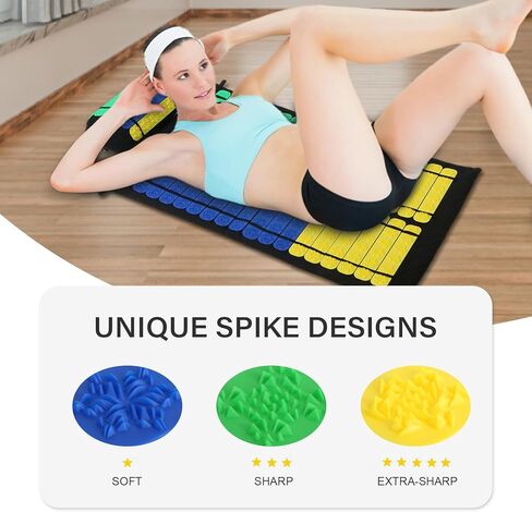 بساط العلاج بالابر، مجموعة وسادة تدليك للظهر والقدمين مع 42 مسامير قابلة للازالة ووسادة دعم الظهر للرقبة والرأس والقدم لتخفيف الام الجسم بالكامل واسترخاء العضلات للنساء والرجال in Kuwait