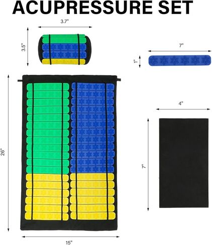بساط العلاج بالابر، مجموعة وسادة تدليك للظهر والقدمين مع 42 مسامير قابلة للازالة ووسادة دعم الظهر للرقبة والرأس والقدم لتخفيف الام الجسم بالكامل واسترخاء العضلات للنساء والرجال in Kuwait