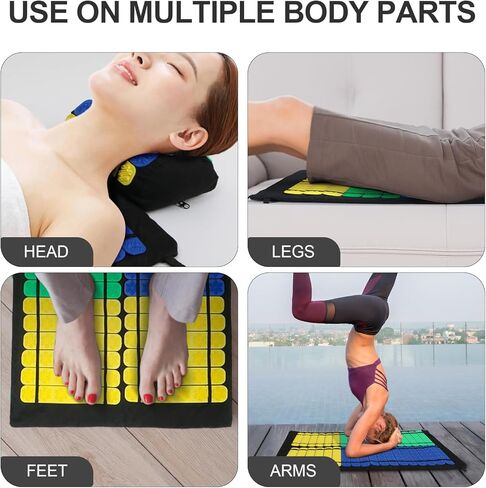 بساط العلاج بالابر، مجموعة وسادة تدليك للظهر والقدمين مع 42 مسامير قابلة للازالة ووسادة دعم الظهر للرقبة والرأس والقدم لتخفيف الام الجسم بالكامل واسترخاء العضلات للنساء والرجال in Kuwait