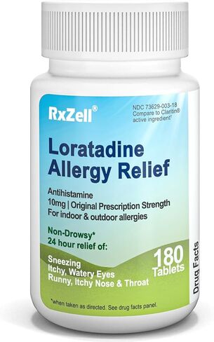 RXZELL Allergy Relief, Loratadine 10mg, 180 Tablets – 24 Hour Non-Drowsy Antihistamine Allergy Medicine in Kuwait