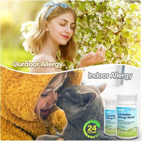 RXZELL Allergy Relief, Loratadine 10mg, 180 Tablets – 24 Hour Non-Drowsy Antihistamine Allergy Medicine in Kuwait