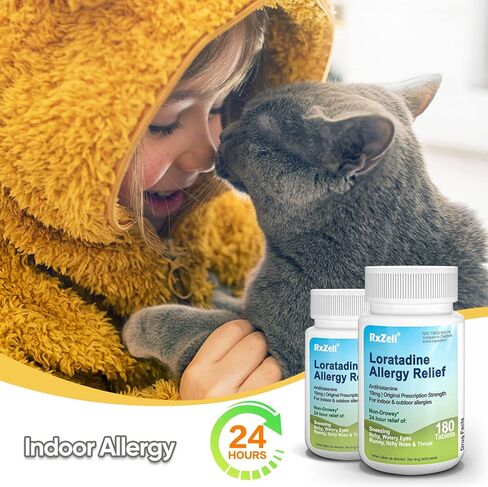RXZELL Allergy Relief, Loratadine 10mg, 180 Tablets – 24 Hour Non-Drowsy Antihistamine Allergy Medicine in Kuwait