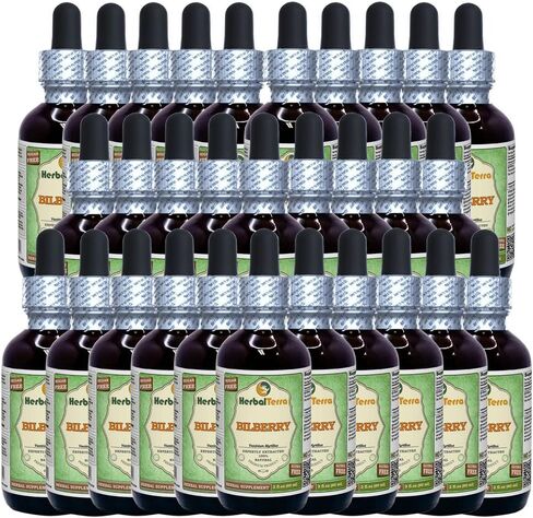 Herbal Terra LLC، التوت (Vaccinium Myrtillus) الجليسيريت، مستخلص سائل خالي من الكحول، التوت المجفف، 2 أونصة in Saudi Arabia