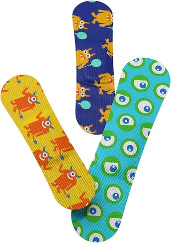 Welly Bandages Refill Pack - Bravery Badges, Adhesive Flexible Fabric, Standard Shapes, Monster Patterns - 24 Count, 4 Pack in Kuwait