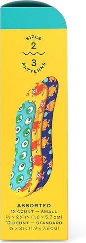 Welly Bandages Refill Pack - Bravery Badges, Adhesive Flexible Fabric, Standard Shapes, Monster Patterns - 24 Count, 4 Pack in Kuwait