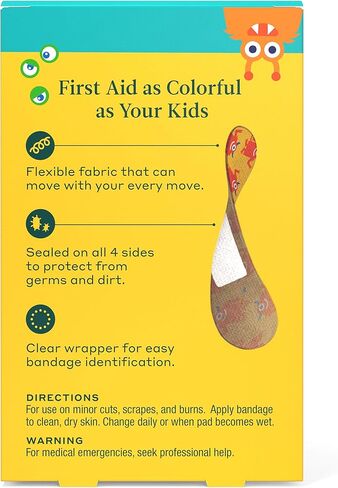 Welly Bandages Refill Pack - Bravery Badges, Adhesive Flexible Fabric, Standard Shapes, Monster Patterns - 24 Count, 4 Pack in Kuwait