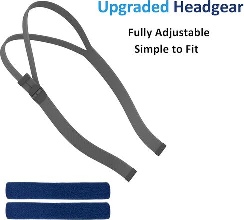 2 حزمة من أشرطة أغطية الرأس Airfit P10 البديلة مع أغطية الأشرطة، مشابك مدمجة قابلة للتعديل بالكامل ومطاطة متينة متوافقة مع Airfit P10 N30 Airsense 10 11 قناع وسادة الأنف (رمادي) in Kuwait
