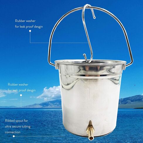 GNEGKLEAN Enema Kit Stainless Steel 1.5 Quart Capacity Bucket – 6.0ft Long Silicone Hose – 5pcs Reusable Tips – Controlled Water Flow – for Colon Detox Cleanse Enemas in Kuwait