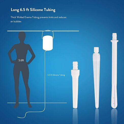 GNEGKLEAN Enema Kit Stainless Steel 1.5 Quart Capacity Bucket – 6.0ft Long Silicone Hose – 5pcs Reusable Tips – Controlled Water Flow – for Colon Detox Cleanse Enemas in Kuwait