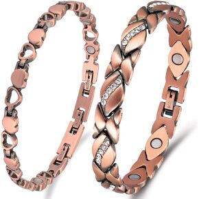 Vicmag Copper Magnetic Bracelet for Women Magnets Brazaletes 99.9% Solid Pure Copper Jewelry Valentine's Day Gift for Her (Adjustable Size with Gift Box)