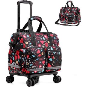 Rolling Medical Bag Nurse Doctor for Women for Work Rolling Duffle Bag Family Prosessional Nursing Bag with Laptop Compartment Home Health Physical Theraphy Bag Hiking Team Police Army Scout Portable