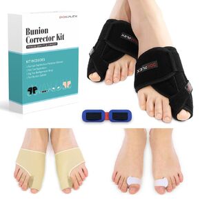 DOEPLEX Bunion Corrector Kit for Women & Men 7Pcs, Orthopedic Splint, Big Toe Straightener, Sleeve and Toe Exercise Strap for Pain Relief, Hallux Valgus Foot Protector Brace for Day/Night Support in Kuwait
