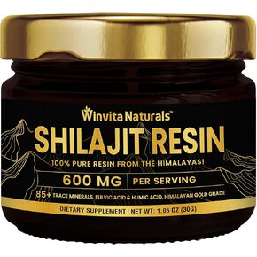 600 ملغ من راتنج شيلاجيت عضوي من الهيمالايا النقي - درجة ذهبية 100% شيلاجيت نقي مع حمض الفولفيك و85+ من المعادن النزرة لتعزيز الطاقة والتركيز والتمثيل الغذائي ودعم المناعة، 30 جرامًا in Kuwait