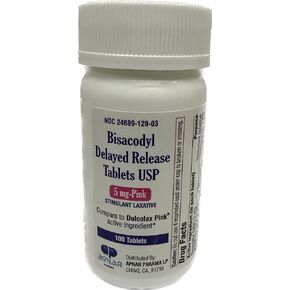 Bisacodyl 5mg Delayed Release Tablet USP -Pink, 100ct, Stimulant Laxative by Apnar Pharma in Saudi Arabia