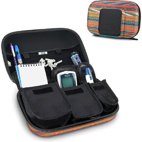 USA GEAR Diabetic Supplies Travel Case with 3 Removable Pouches, Hard Shell Protection - Diabetes Travel Case to Carry Glucose Monitor Kit, Test Strips, Lancets, Insulin Pens, and More - Black