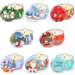 Christmas Scented Candles Sets 8 Pack Aromatherapy Candles for Home Scented Xmas Gifts Birthday Gifts Best Gifts for Friends - 2.5 oz Natural Soy Wax Travel Tin Jar in Saudi Arabia
