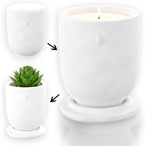 Concrete Cement Candle Planter - Candles for Home Scented, Soy Candles - Scented Candle & Dual Purpose Jar Candles, Strong Scented Candles - 8 Oz, 50-Hour Burn (Grey Lavender) in Saudi Arabia