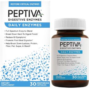 Peptiva Daily Digestive Enzymes, Full-Spectrum, Daily Digestive Health, Supports Break-Down of Foods & Post-Meal Digestion, 30ct in Kuwait
