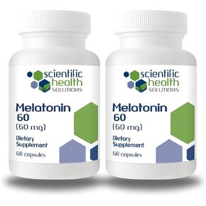 Scientific Health Solutions Melatonin 60mg | High Dosage Melatonin in Easy-to-Swallow Capsules | Vegan, Non-GMO & Gluten-Free | US-Made Extra Strength Melatonin (3-Pack)
