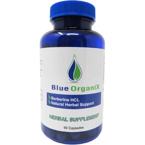 Blue Organix Berberine 500mg Formula HCL Complex Supplement with Silymarin for Better Absorption, 90 Vegetarian Capsules, 1 Bottle, Overall Health Support in Saudi Arabia