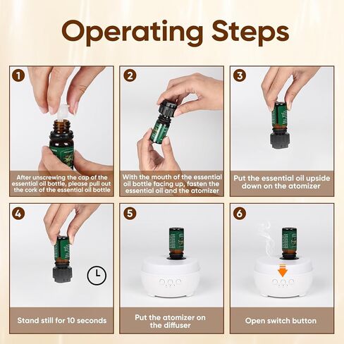 موزع روائح الزيوت العطرية بدون ماء من HAPPTWS - وضع رذاذ ثلاثي السرعات، مصابيح LED بـ 7 ألوان، تصميم قابل لإعادة الشحن، متوافق مع أنواع مختلفة من الزيوت العطرية - مناسب لغرف النوم وغرف المعيشة in Kuwait