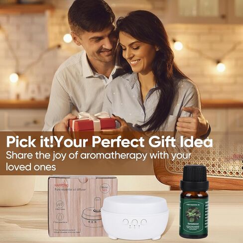 موزع روائح الزيوت العطرية بدون ماء من HAPPTWS - وضع رذاذ ثلاثي السرعات، مصابيح LED بـ 7 ألوان، تصميم قابل لإعادة الشحن، متوافق مع أنواع مختلفة من الزيوت العطرية - مناسب لغرف النوم وغرف المعيشة in Kuwait