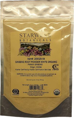 Ginseng Root Powder White Organic - Panax Ginseng, 4 Oz,(Starwest Botanicals) in Saudi Arabia